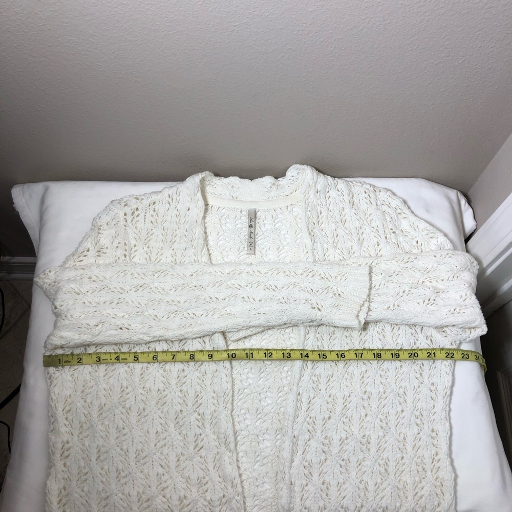 Leo & Nicole Light Ivory knit Pointelle Open Cardigan for Women Size L - Picture 12 of 14